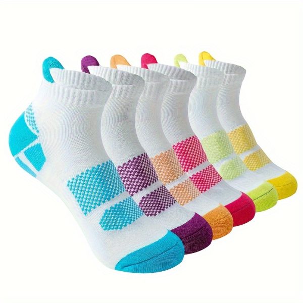 6 Pairs Women's Ankle Socks Running Athletic Cushioned Sole Socks With Bottom Terry Athletic Socks